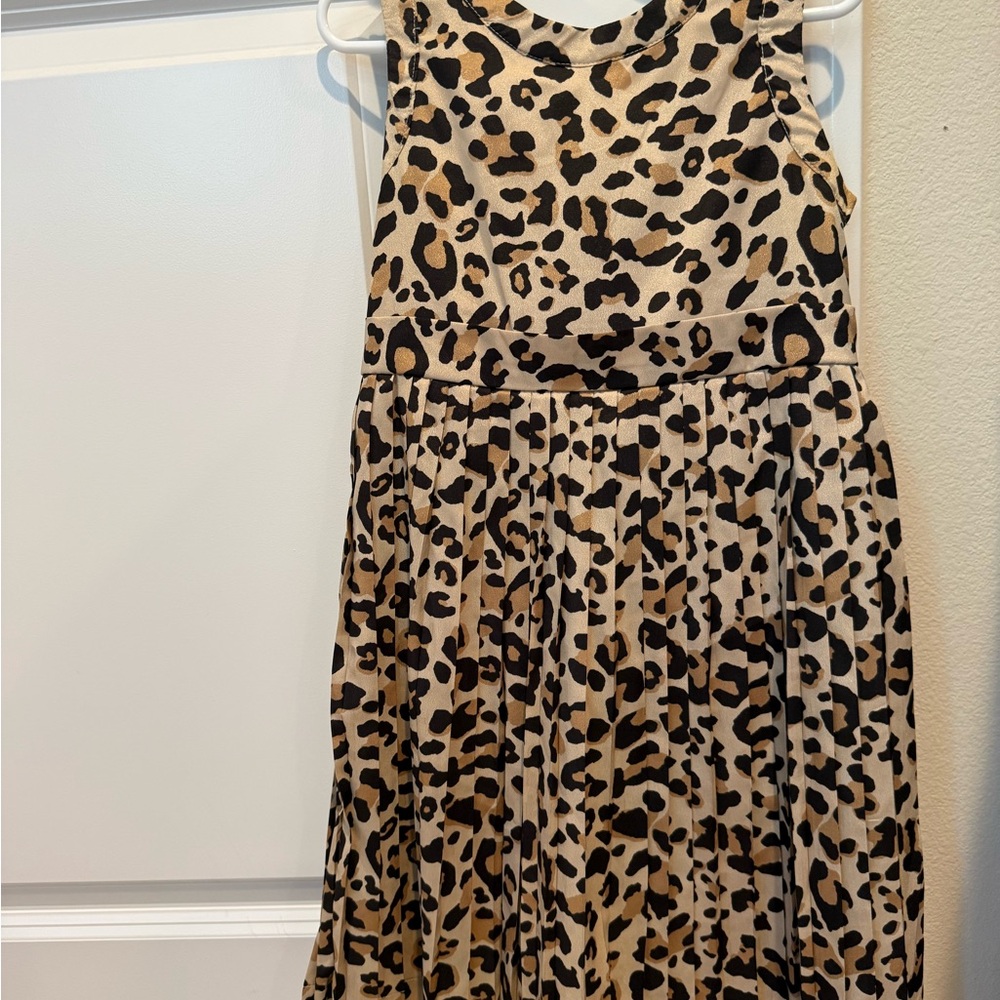 Janie and Jack Leopard Print Sleeveless Dress in Tan and Black